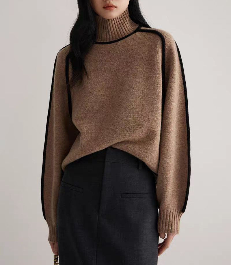 Elegant-line Textured Ribbed Base Knit Sweater