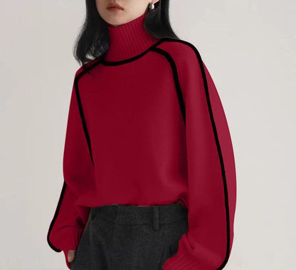 Elegant-line Textured Ribbed Base Knit Sweater