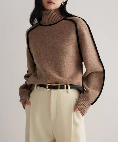 Elegant-line Textured Ribbed Base Knit Sweater