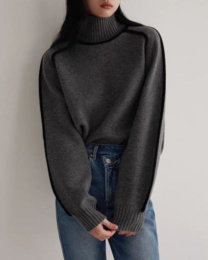 Elegant-line Textured Ribbed Base Knit Sweater